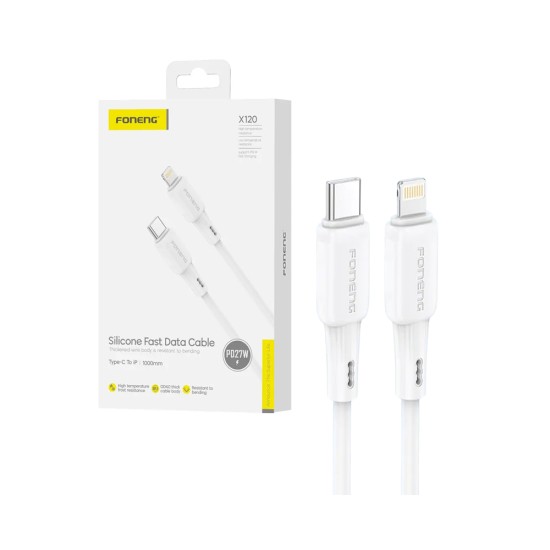 Cabo de Silicone Foneng X120 Tipo C para Lightning PD27W 1M Branco